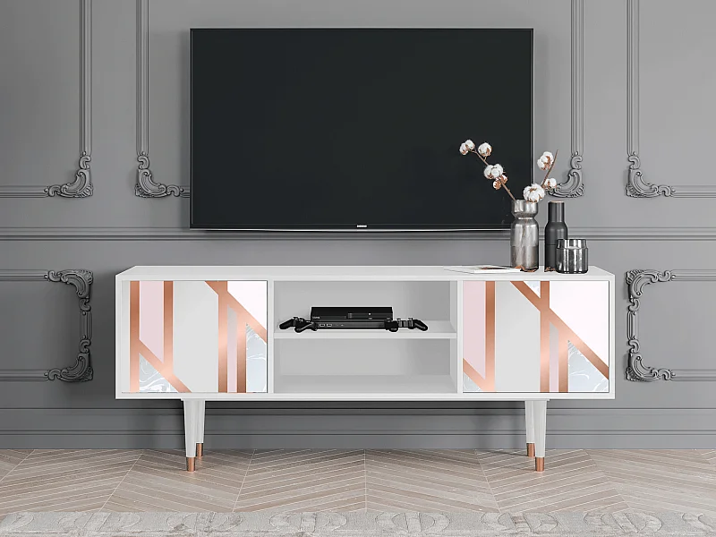 Meuble TV - 170х69х48 cm - T2 - Champagne Story, Blanc