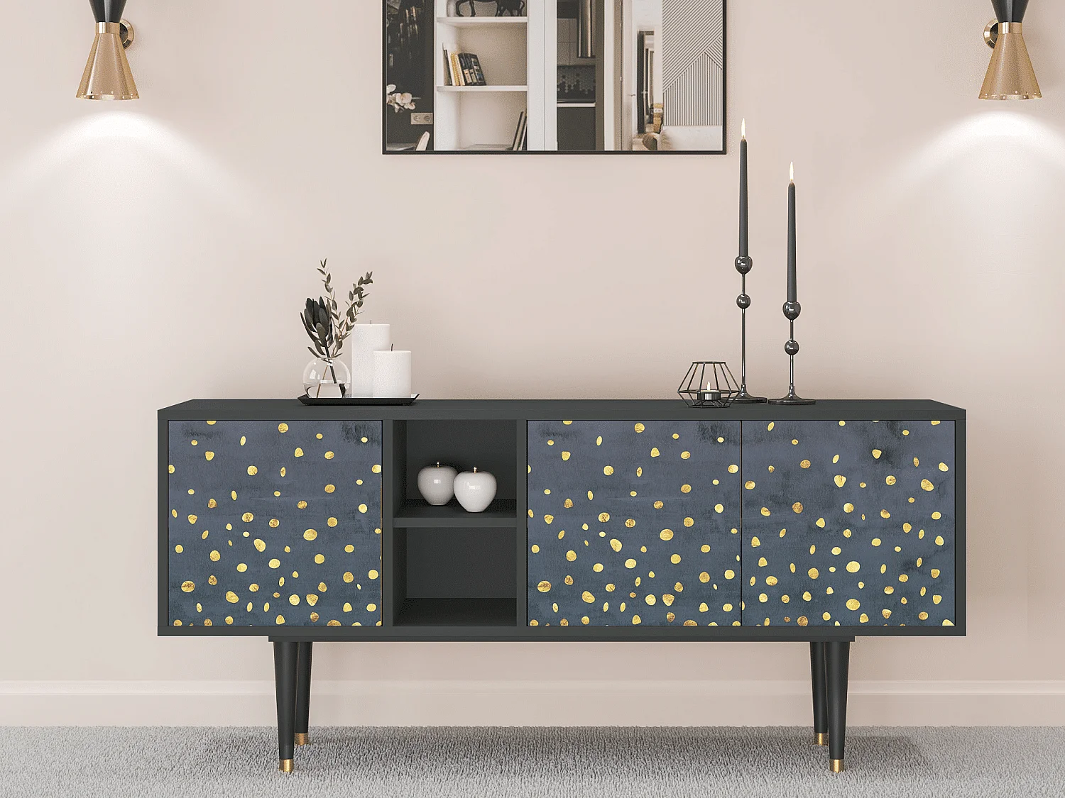 Szafka RTV - 150х69х41 cm - T5 - Foggy Lights, Antracyt