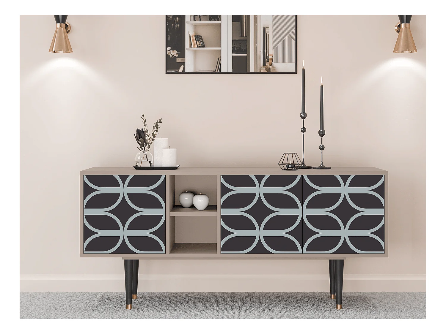 Meuble TV - 150х69х41 cm - T5 - Braided Blue, Latte