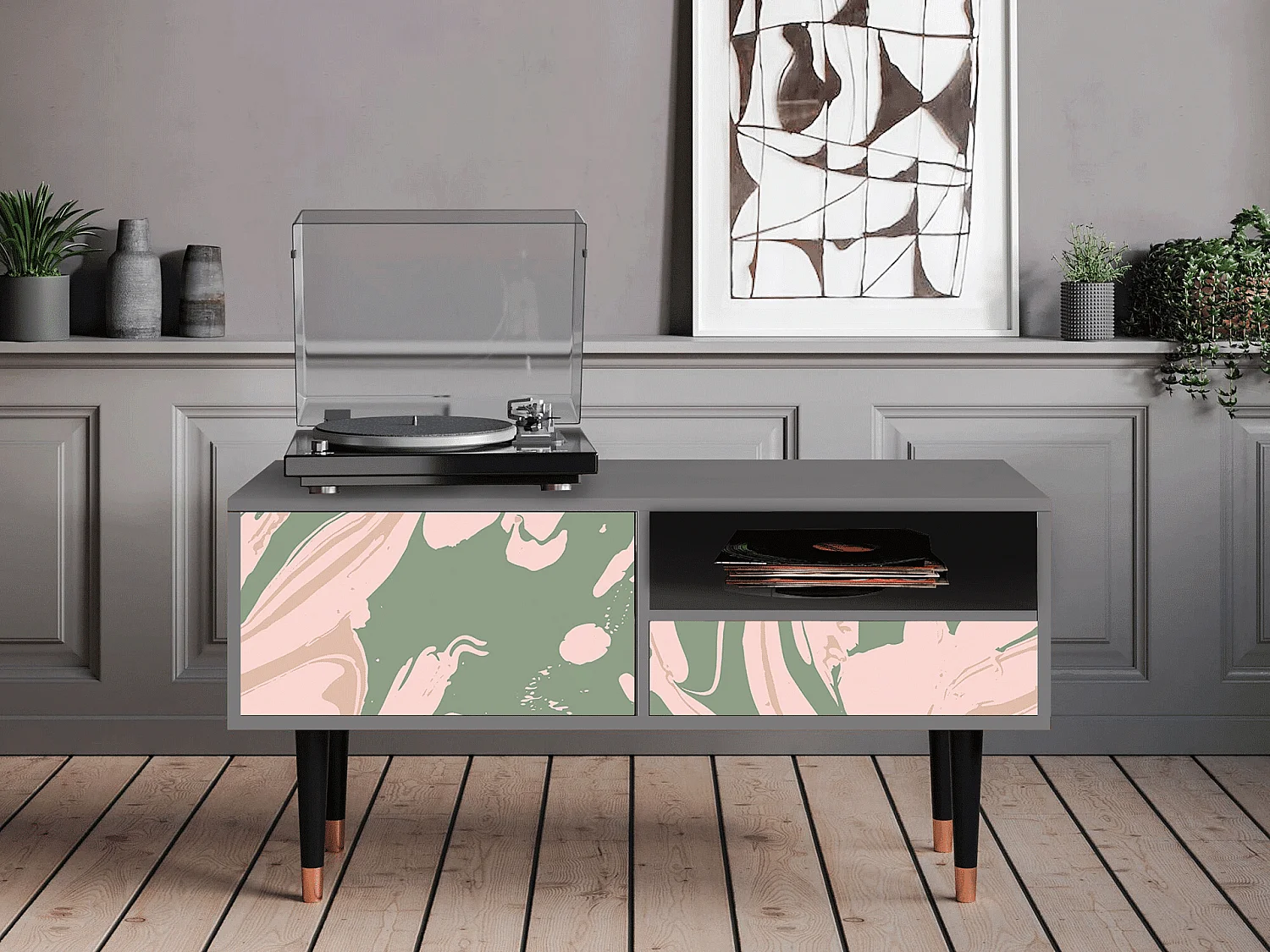 Mueble de TV - 115х59х48 cm - T3 - Aquarelle, Cinza