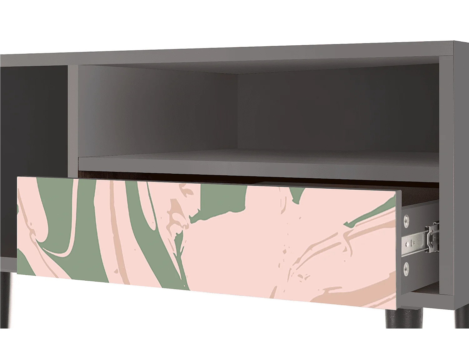 Meuble TV - 115х59х48 cm - T3 - Aquarelle, Gris