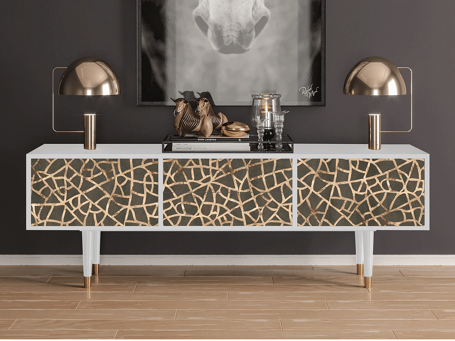 Mueble de TV - 170х59х48 cm - T4 - Enlarged Leaf, Branco