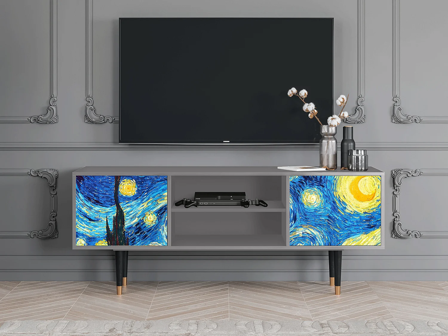 Mobile TV - 170х69х48 cm - T2 - The Starry Night  , Grigio