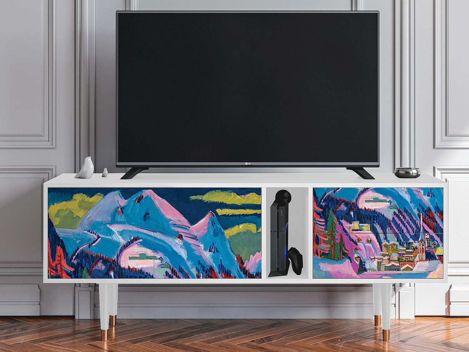 Meuble TV - 170х69х48 cm - T1 - Davos Winter, Blanc