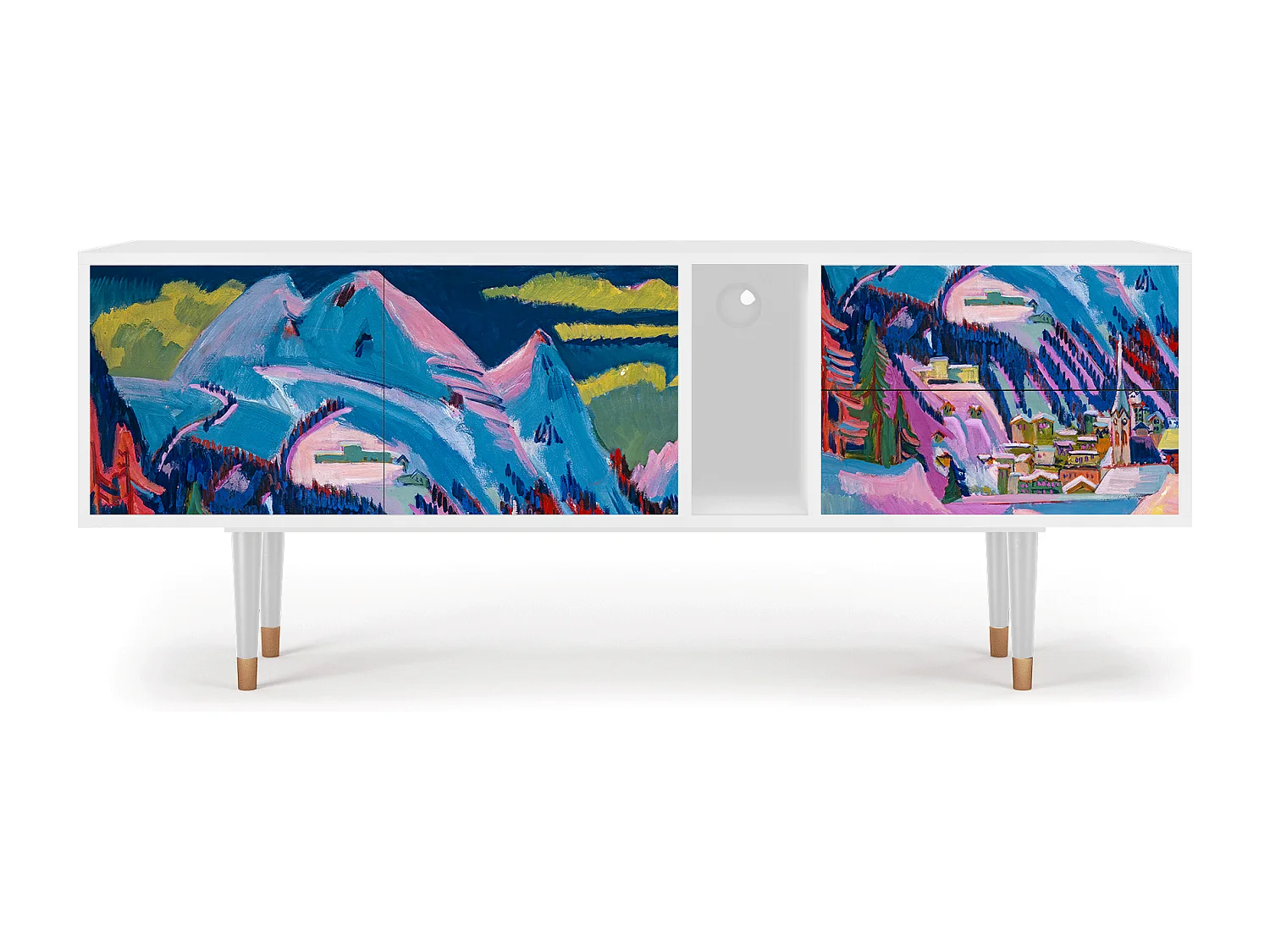 Meuble TV - 170х69х48 cm - T1 - Davos Winter, Blanc