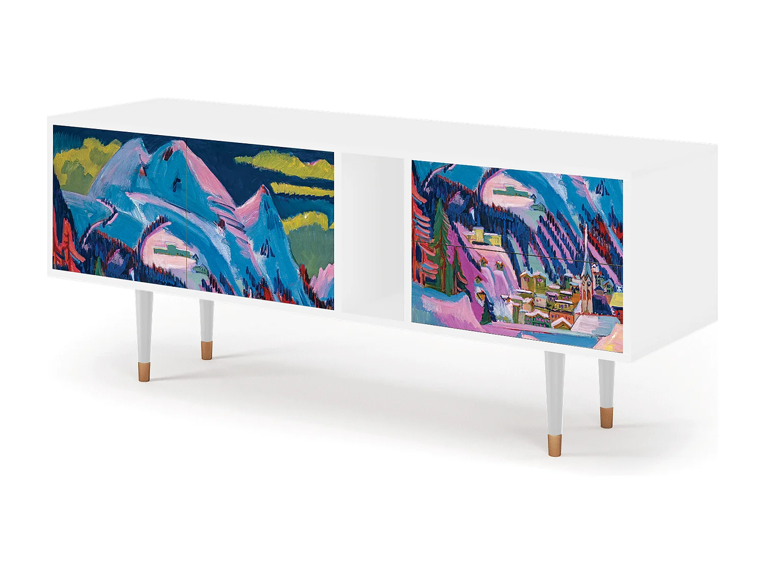 Meuble TV - 170х69х48 cm - T1 - Davos Winter, Blanc