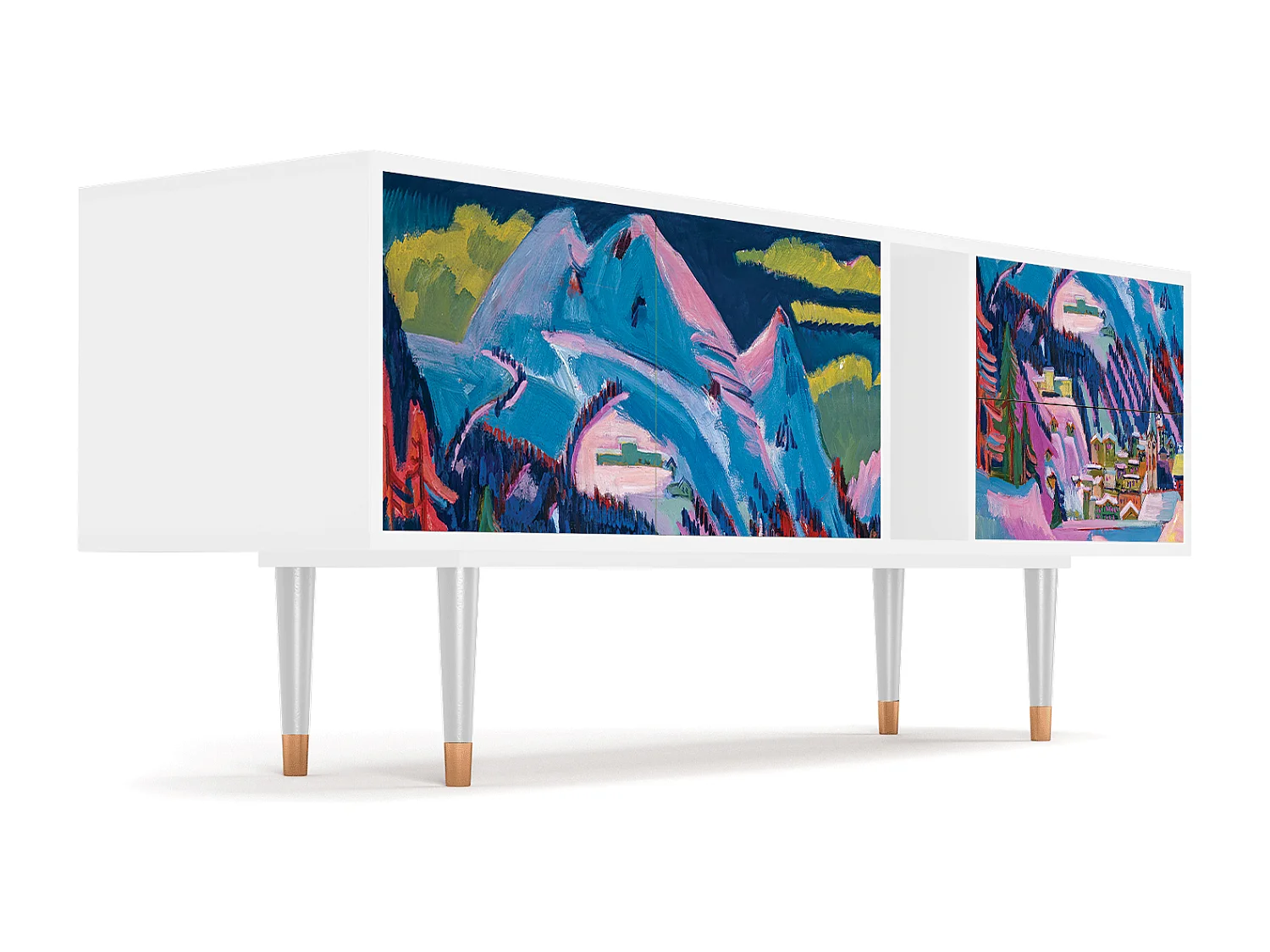 Meuble TV - 170х69х48 cm - T1 - Davos Winter, Blanc