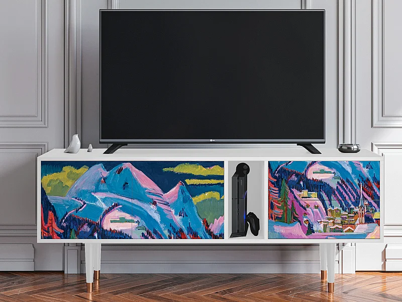 Meuble TV - 170х69х48 cm - T1 - Davos Winter, Blanc