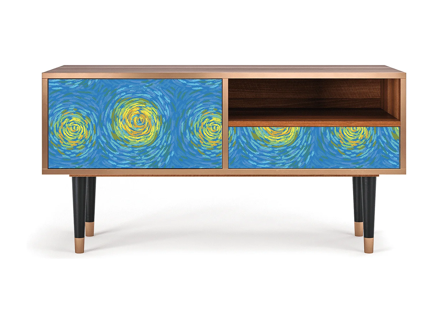 Meuble TV - 115х59х48 cm - T3 - Van Gogh Lights, Noyer