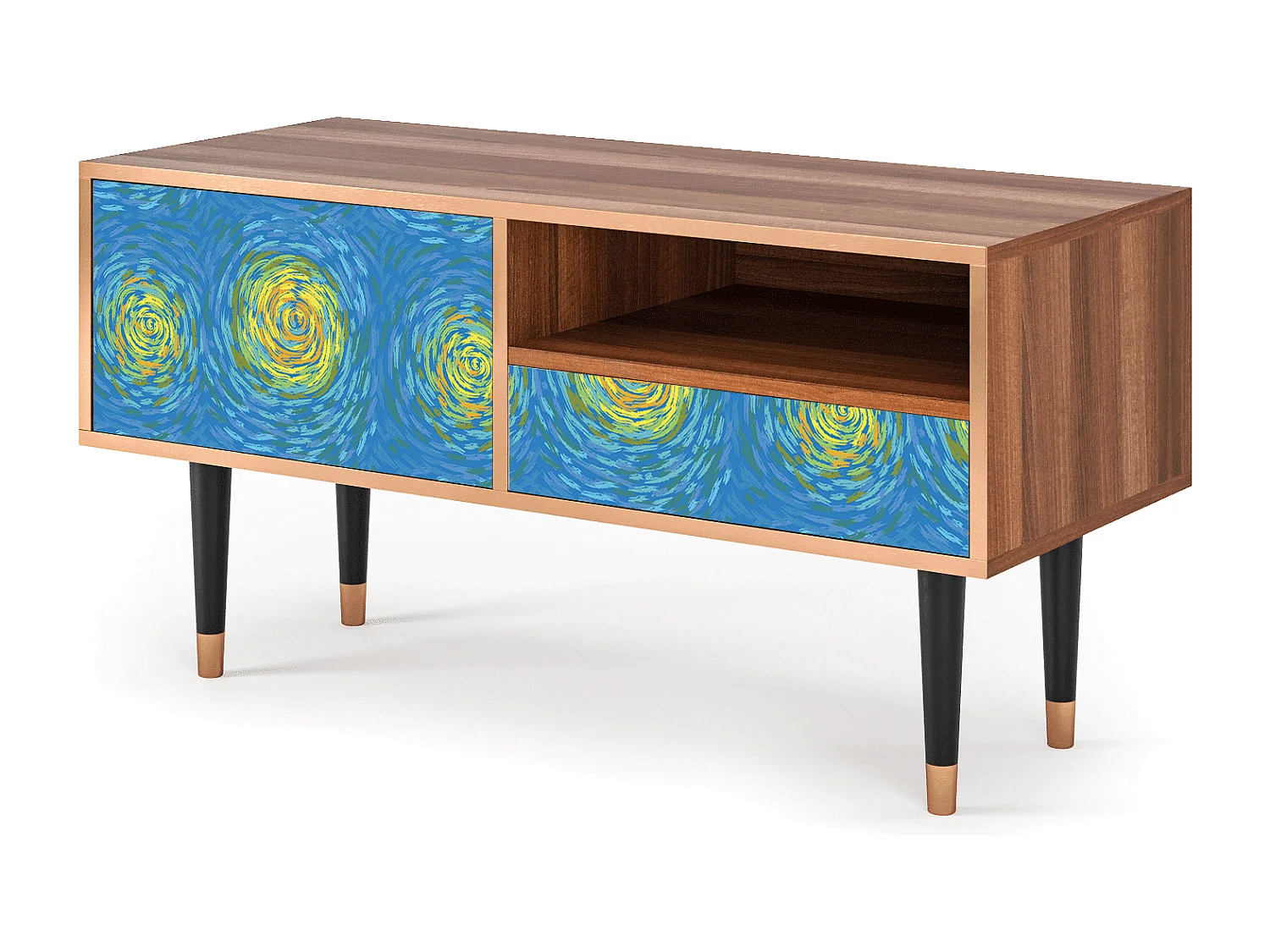 Meuble TV - 115х59х48 cm - T3 - Van Gogh Lights, Noyer