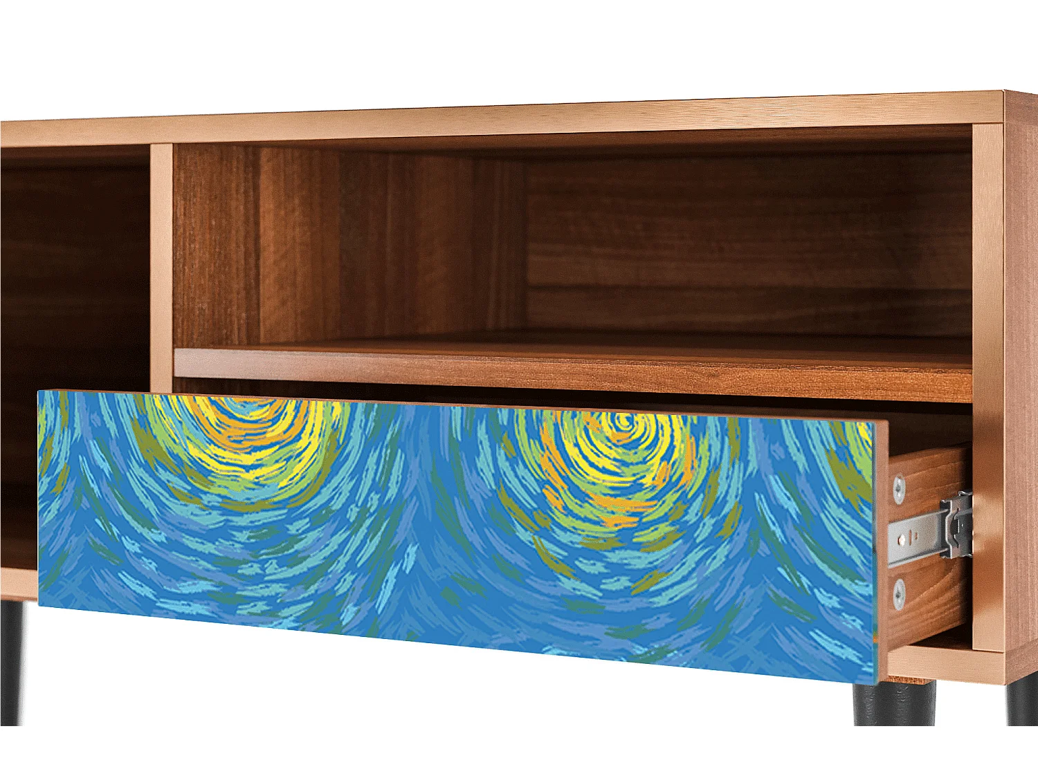 Meuble TV - 115х59х48 cm - T3 - Van Gogh Lights, Noyer