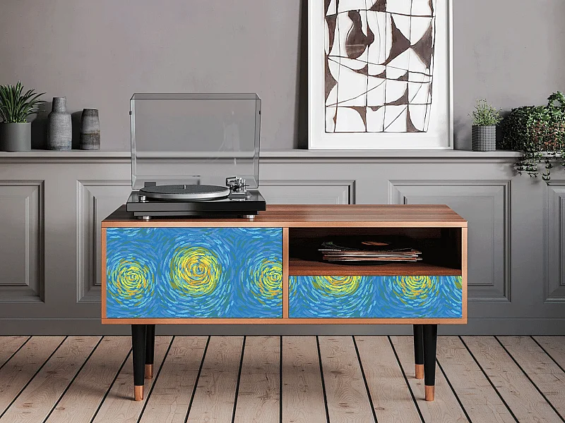 Meuble TV - 115х59х48 cm - T3 - Van Gogh Lights, Noyer