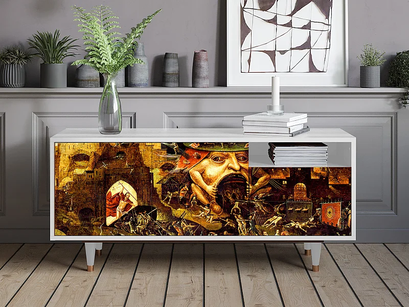 Szafka RTV - 125х56х41 cm - T7 - Christ in Limbo, Biały