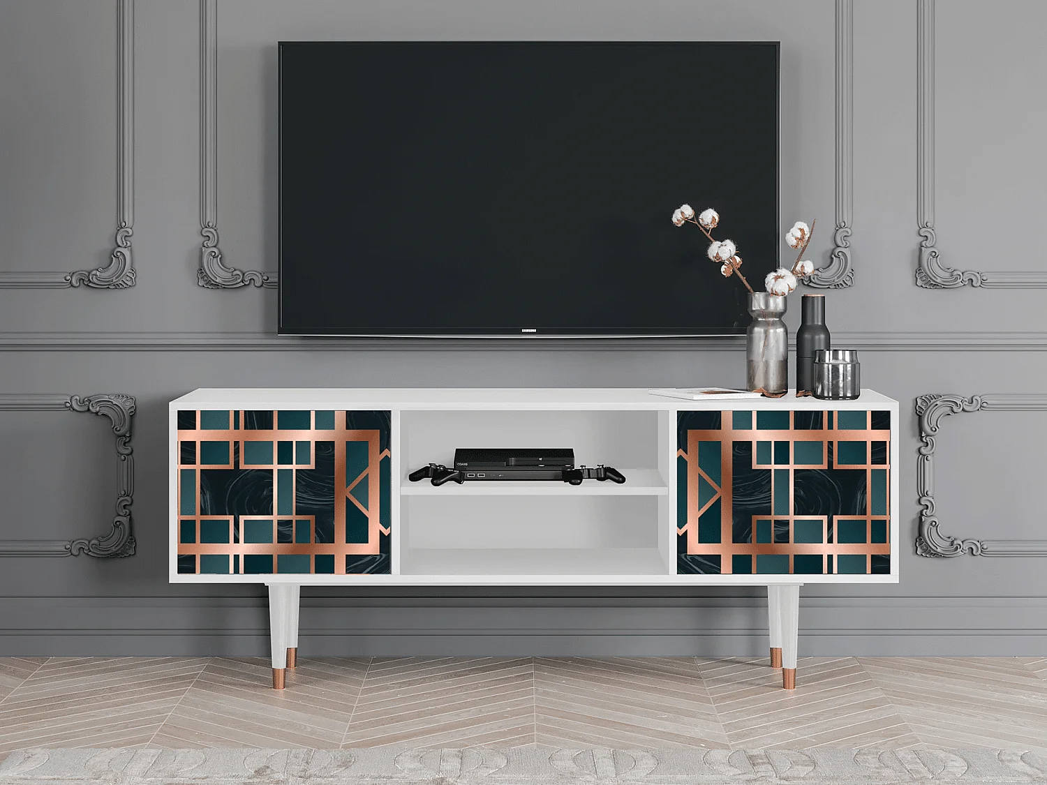 TV-Möbel - 170х69х48 cm - T2 - Emerald Metro, Weiß