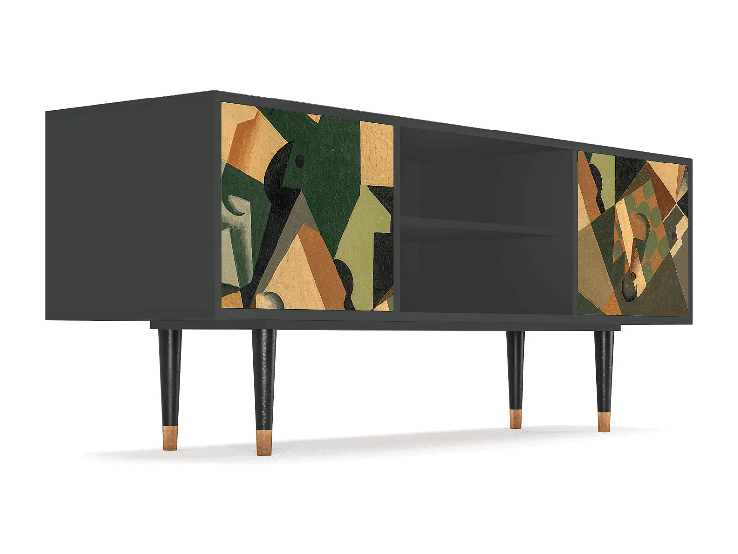 Meuble TV - 170х69х48 cm - T2 - Glass and Checkerboard, Anthracite