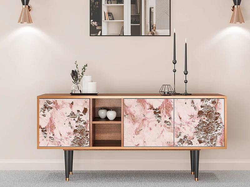 Szafka RTV - 150х69х41 cm - T5 - Cotton Candy, Orzech