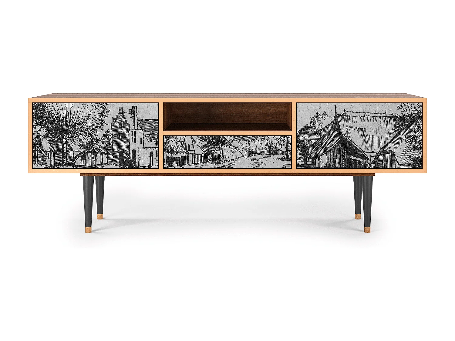 Mueble de TV - 170х59х41 cm - T6 - Country Village, Nogueira