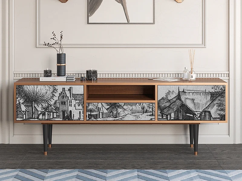 Mueble de TV - 170х59х41 cm - T6 - Country Village, Nogueira