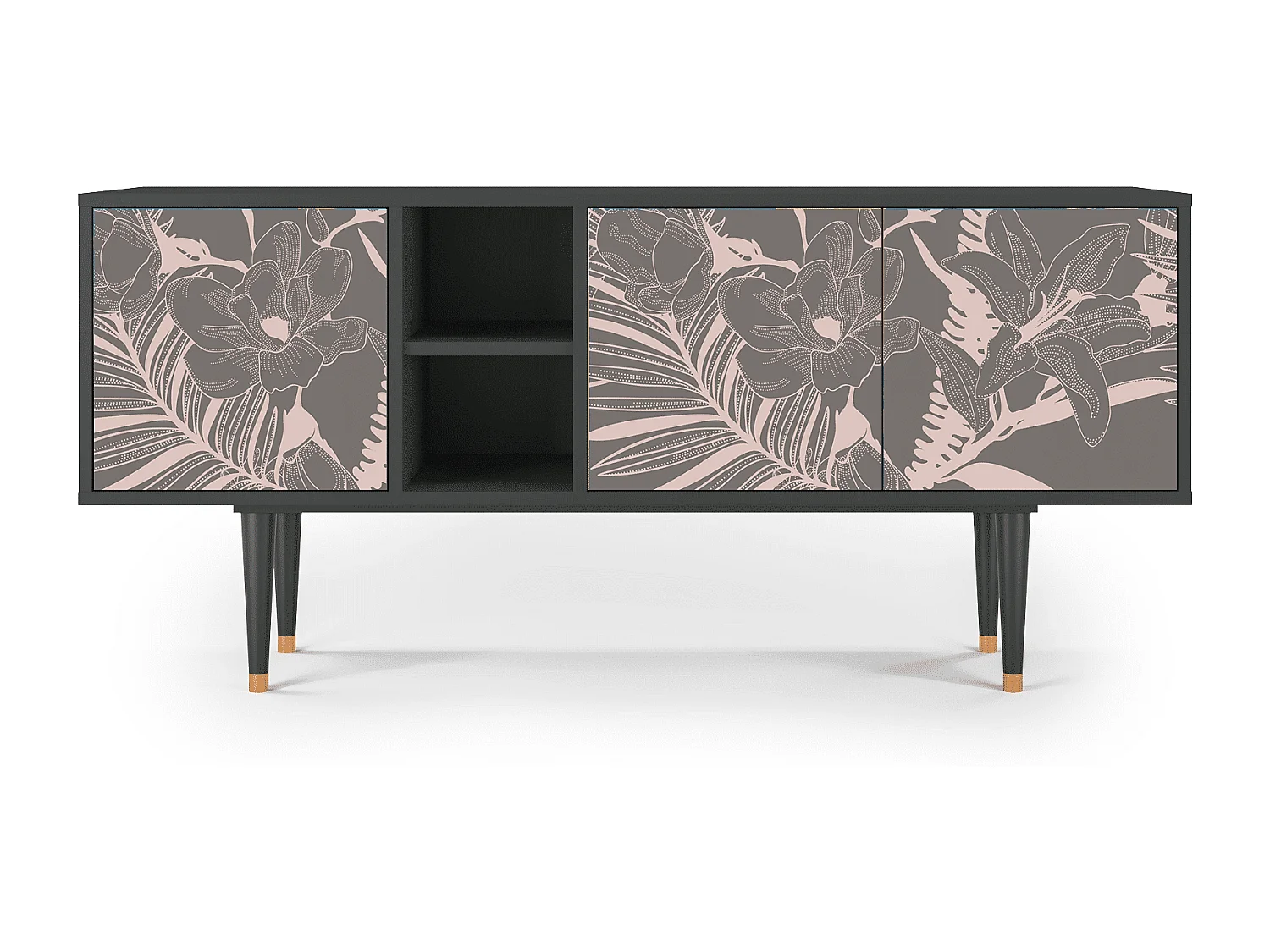 Meuble TV - 150х69х41 cm - T5 - Issabelline Flower, Anthracite