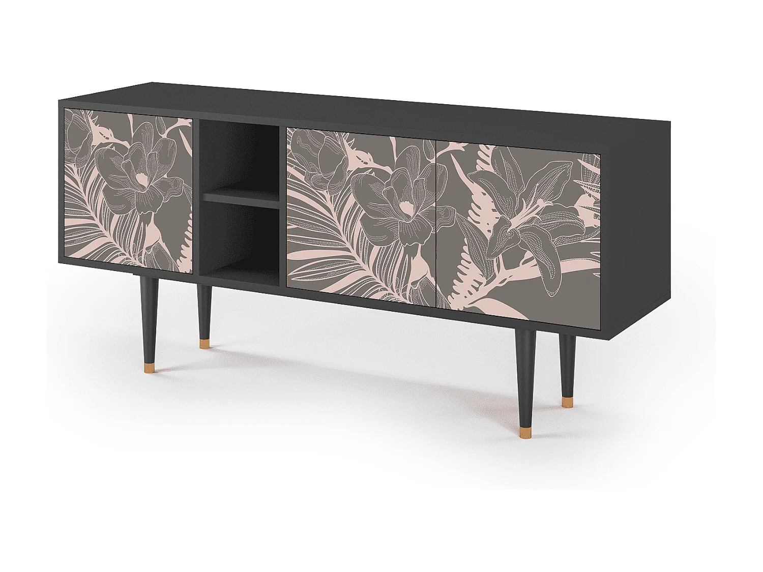 Meuble TV - 150х69х41 cm - T5 - Issabelline Flower, Anthracite