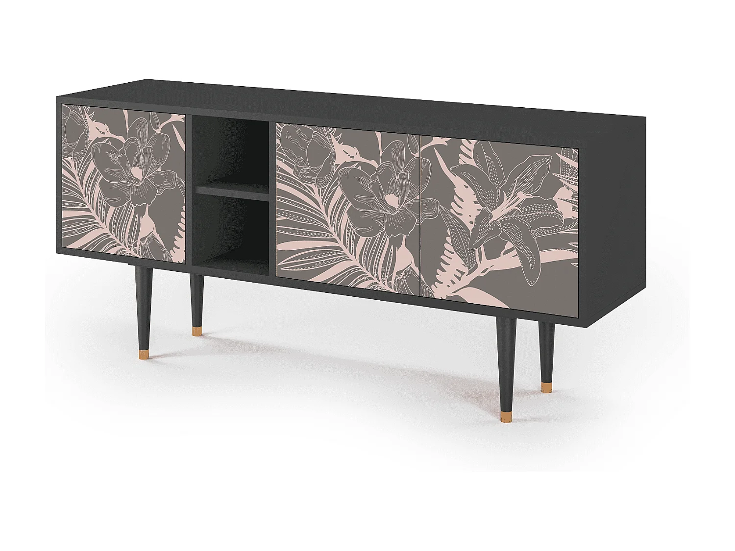 Meuble TV - 150х69х41 cm - T5 - Issabelline Flower, Anthracite