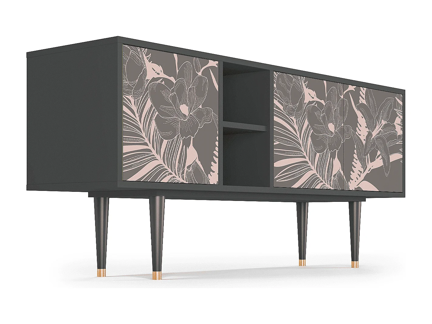 Meuble TV - 150х69х41 cm - T5 - Issabelline Flower, Anthracite