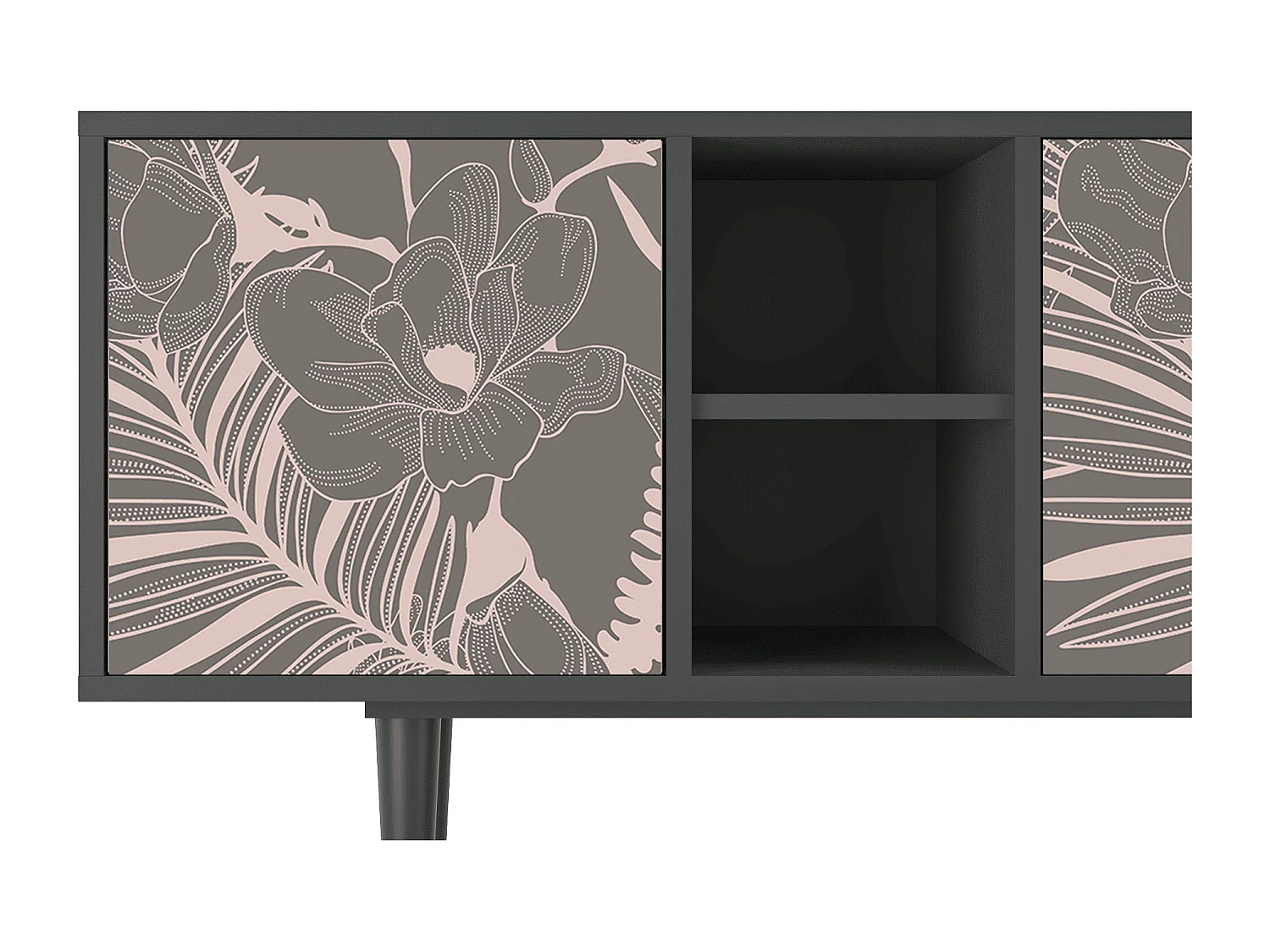 Meuble TV - 150х69х41 cm - T5 - Issabelline Flower, Anthracite