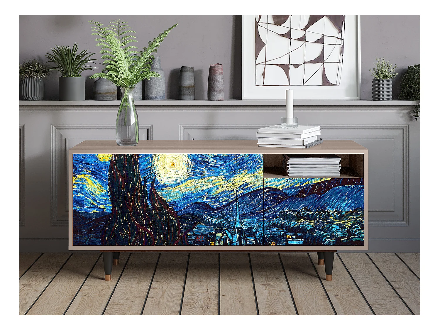 Mueble de TV - 125х56х41 cm - T7 - The Starry Night  , Latte