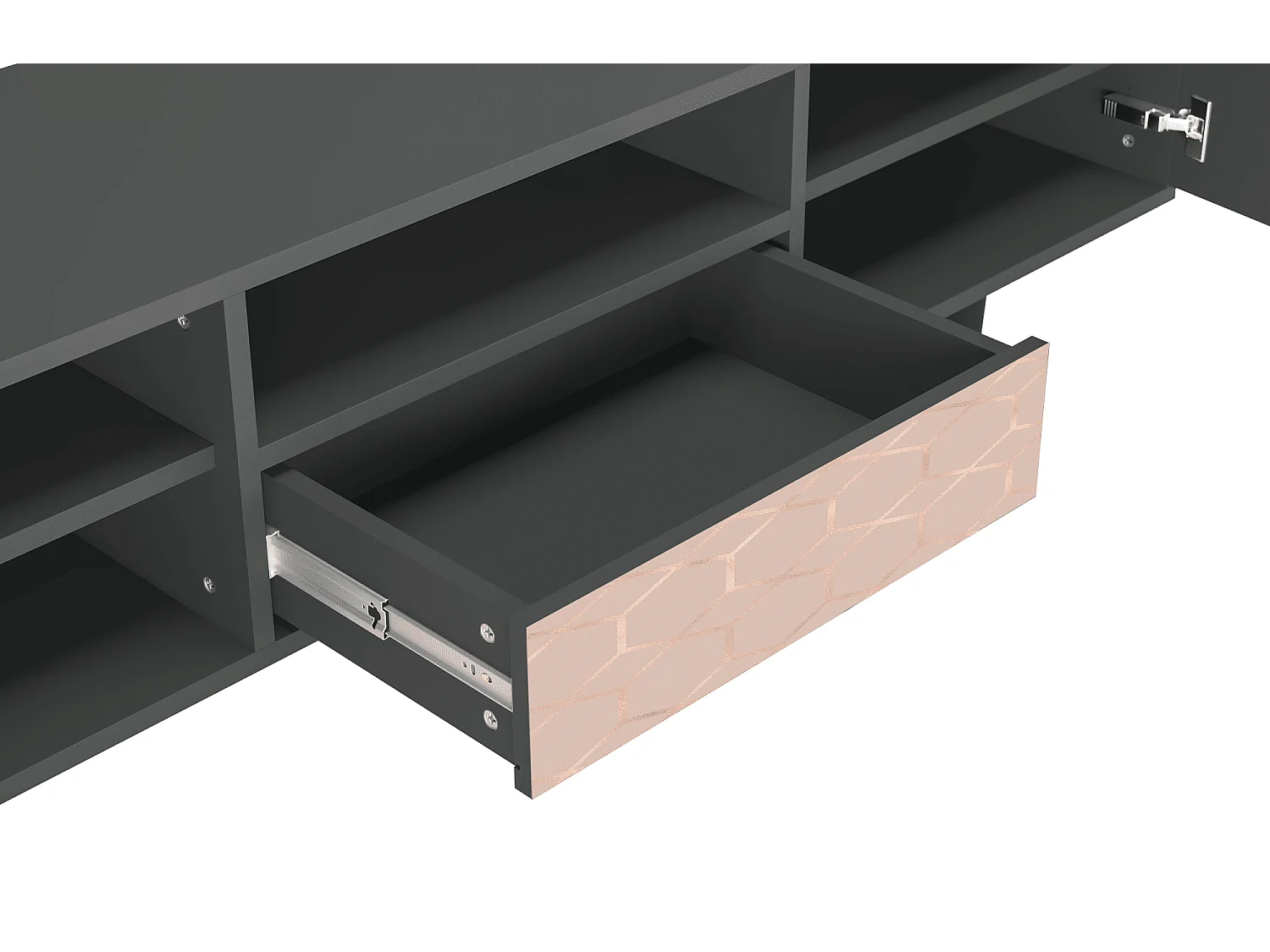 Szafka RTV - 170х59х41 cm - T6 - Rose Honeycomb, Antracyt