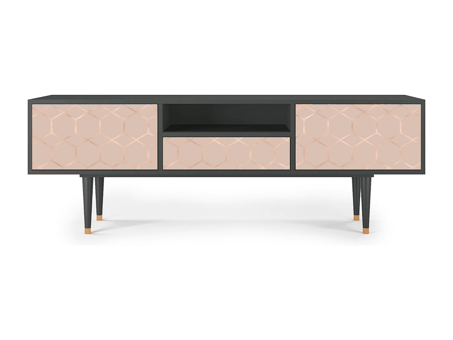 Szafka RTV - 170х59х41 cm - T6 - Rose Honeycomb, Antracyt