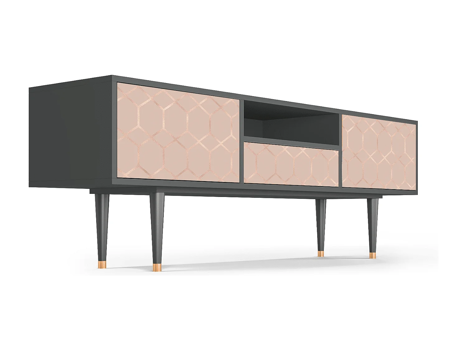 Szafka RTV - 170х59х41 cm - T6 - Rose Honeycomb, Antracyt