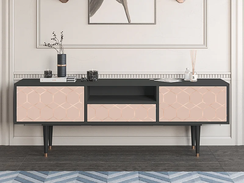 Meuble TV - 170х59х41 cm - T6 - Rose Honeycomb, Anthracite