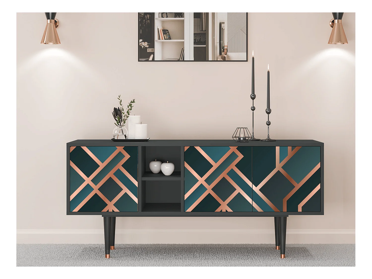 Meuble TV - 150х69х41 cm - T5 - Bronze Crossroad, Anthracite