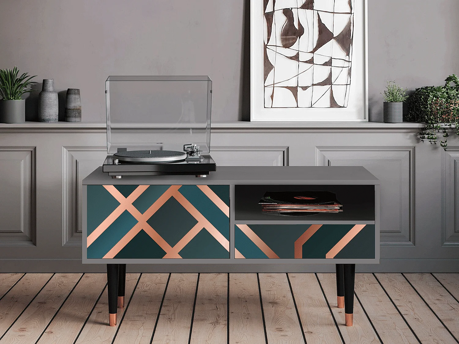 Mobile TV - 115х59х48 cm - T3 - Bronze Crossroad, Grigio