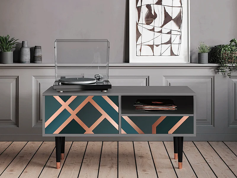 Szafka RTV - 115х59х48 cm - T3 - Bronze Crossroad, Szary