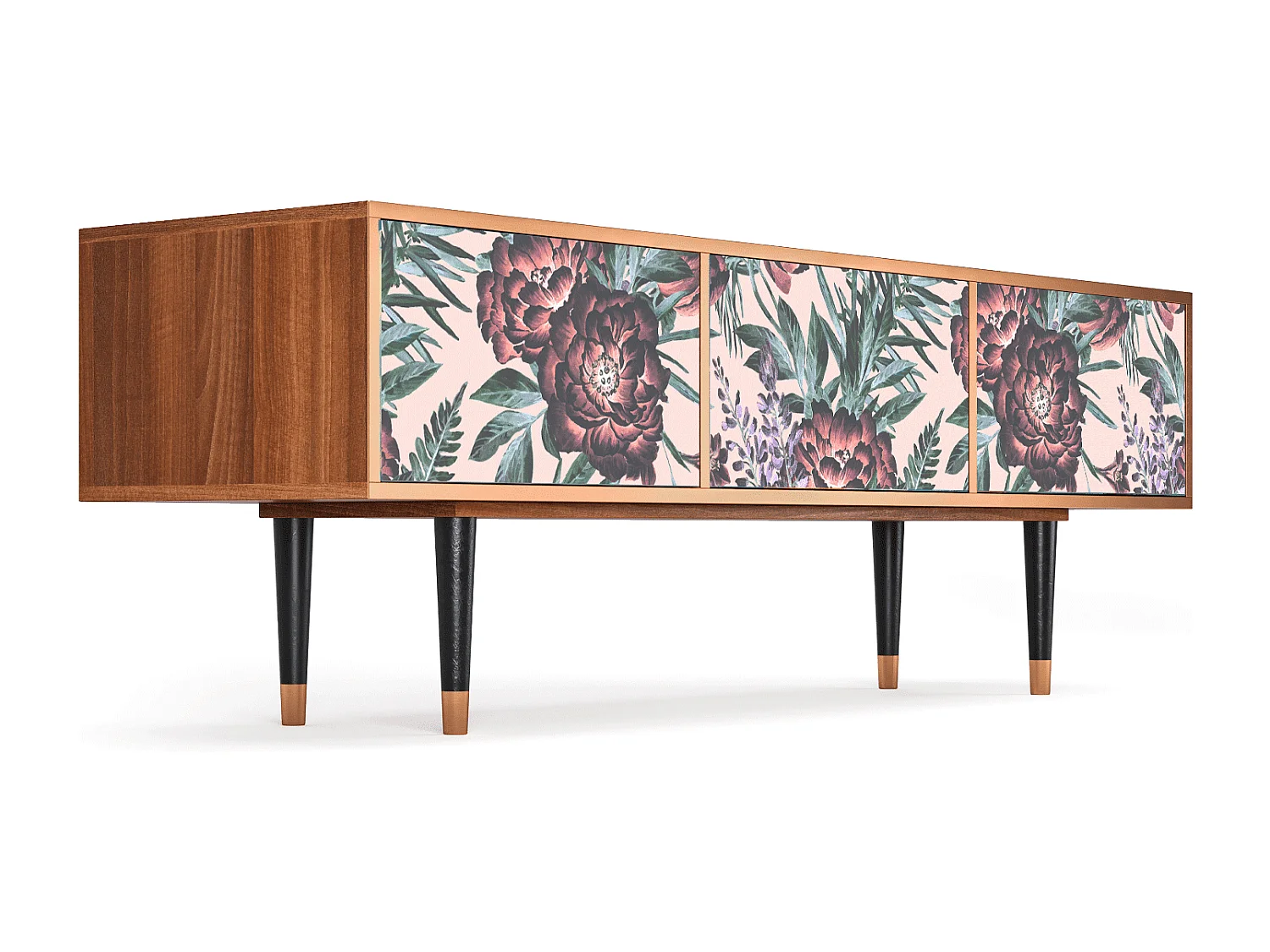 Szafka RTV - 170х59х48 cm - T4 - Peach Peonies, Orzech