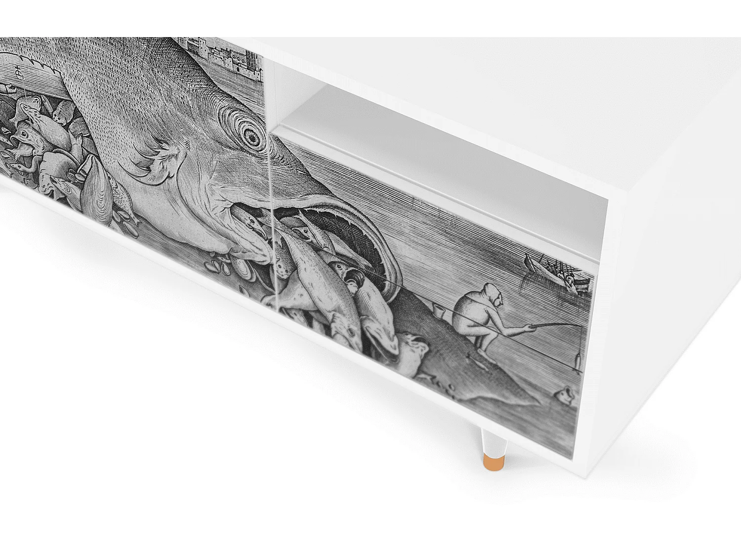 Mueble de TV - 125х56х41 cm - T7 - Big Fish Eat Little, Blanco