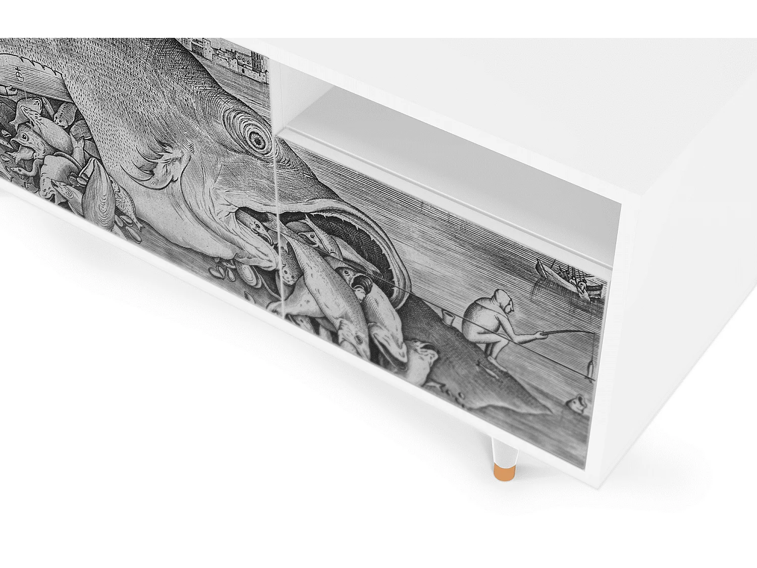 Szafka RTV - 125х56х41 cm - T7 - Big Fish Eat Little, Biały