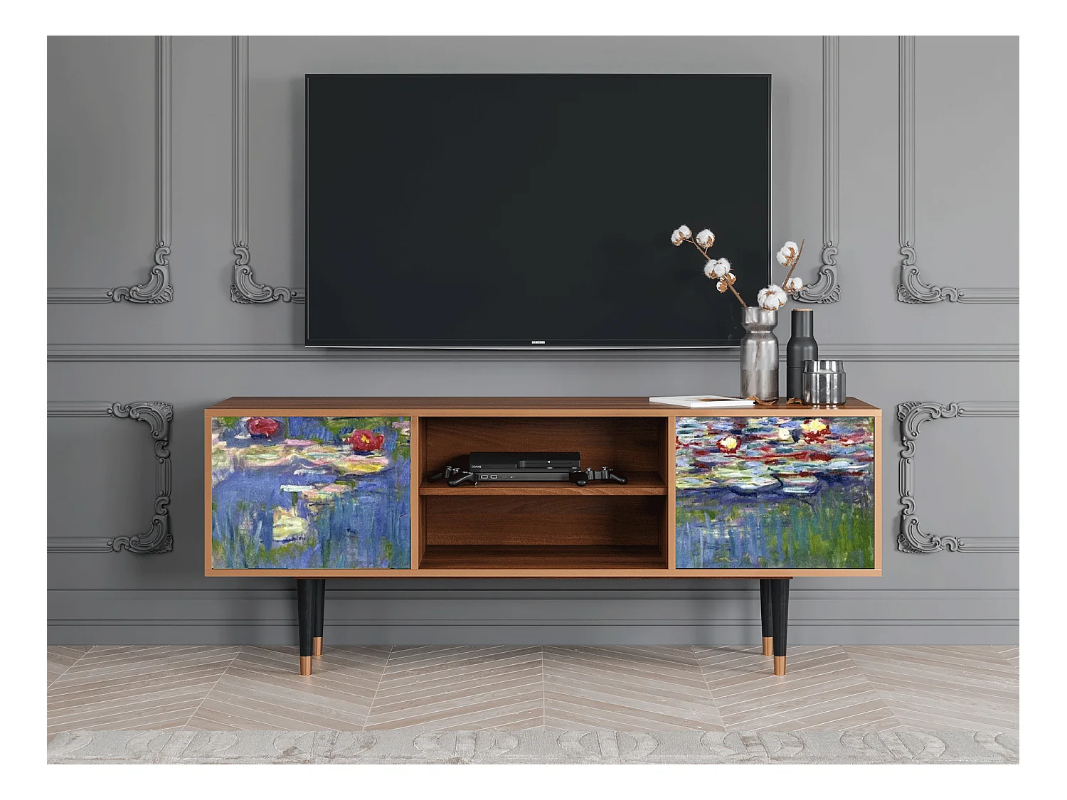 TV-Möbel - 170х69х48 cm - T2 - The water lily pond  , Walnuss