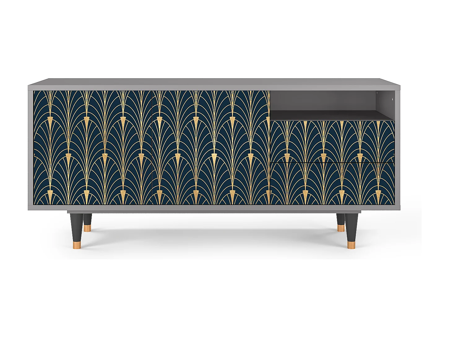 Mueble de TV - 125х56х41 cm - T7 - Flower of the Nile, Gris