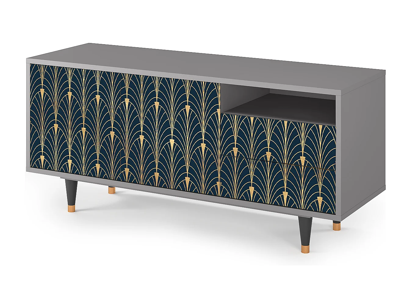 Mueble de TV - 125х56х41 cm - T7 - Flower of the Nile, Gris