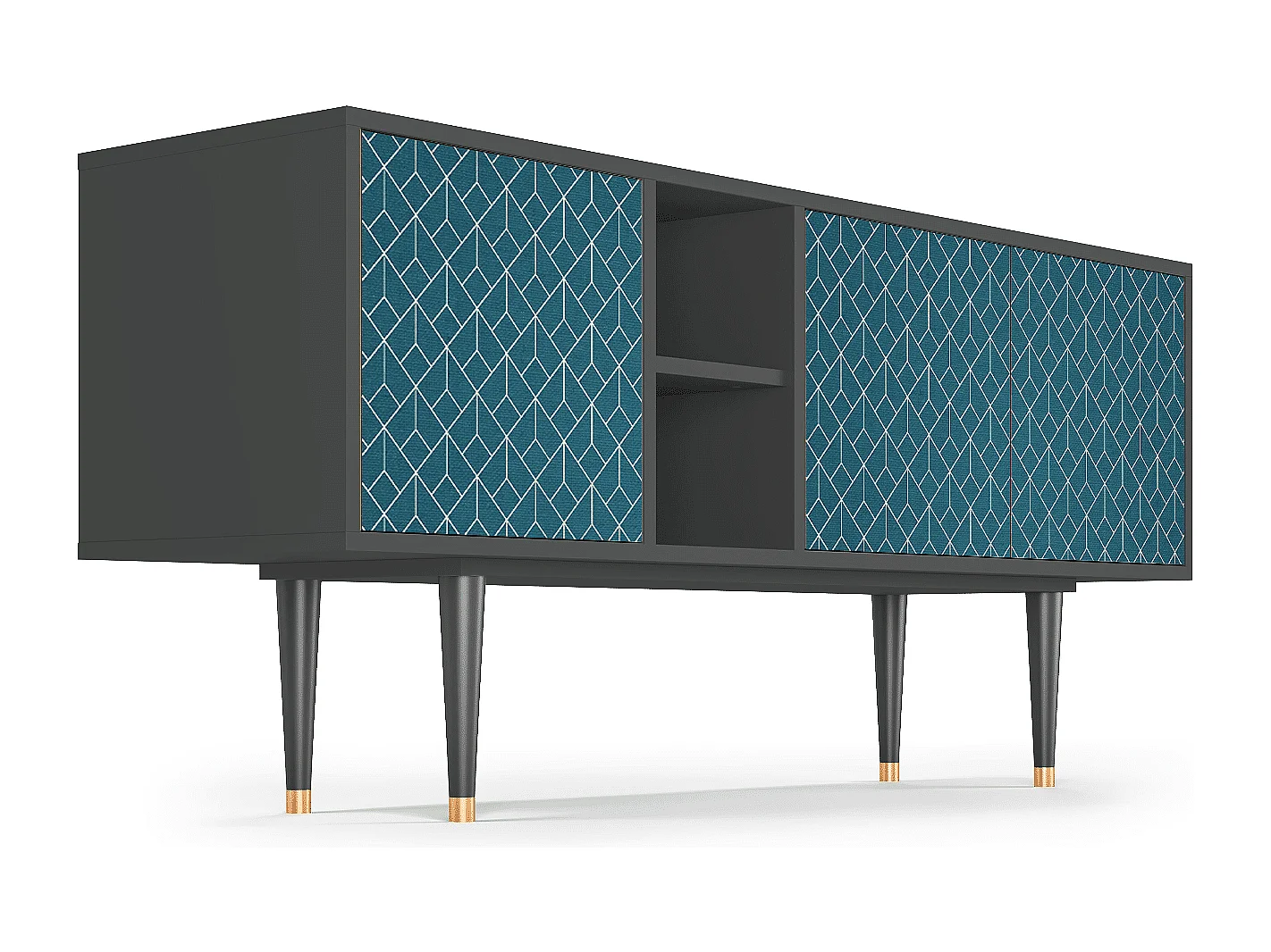 Meuble TV - 150х69х41 cm - T5 - Turquoise Geometry, Anthracite