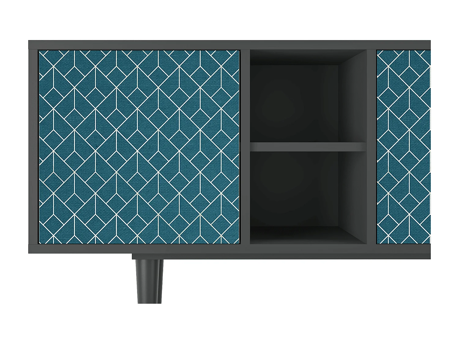 Meuble TV - 150х69х41 cm - T5 - Turquoise Geometry, Anthracite