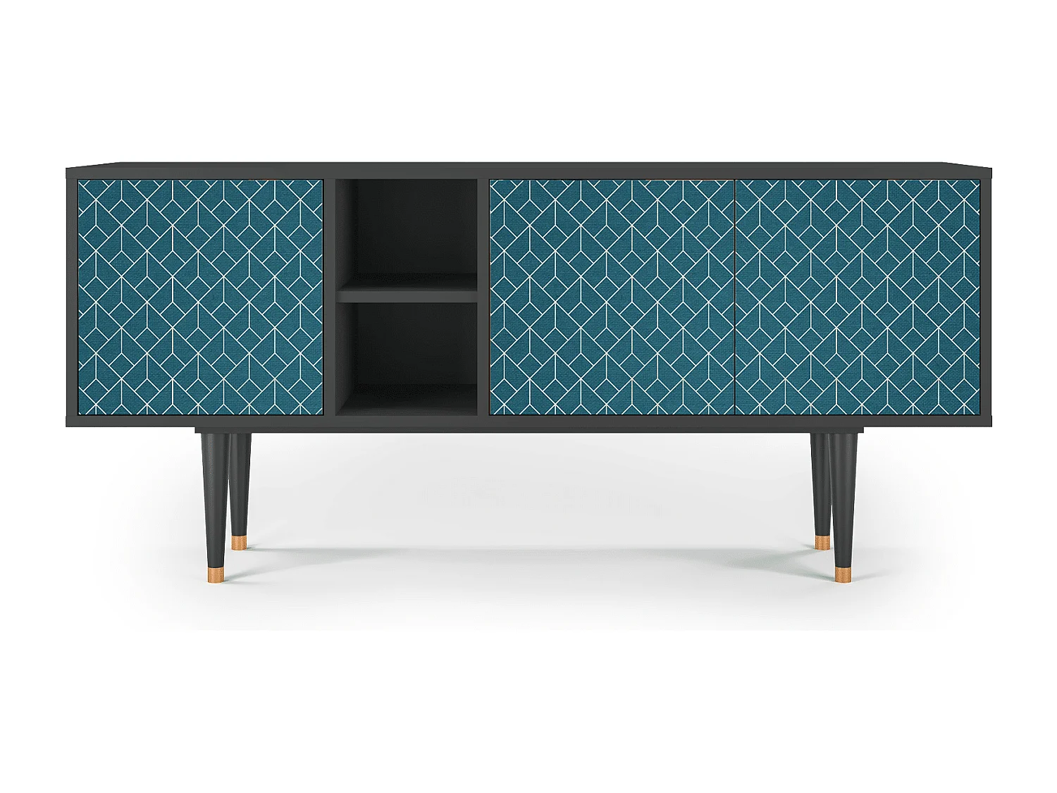 Mueble de TV - 150х69х41 cm - T5 - Turquoise Geometry, Antracita