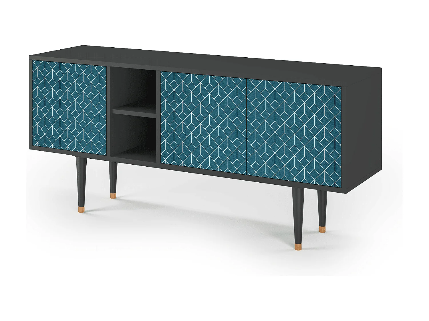 Mueble de TV - 150х69х41 cm - T5 - Turquoise Geometry, Antracita