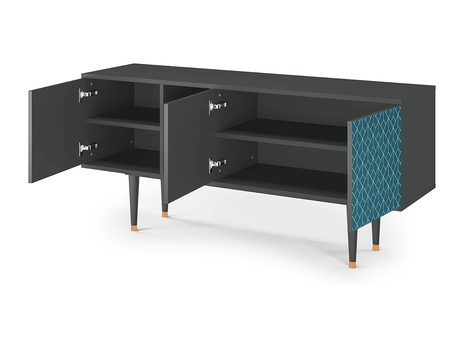 Mueble de TV - 150х69х41 cm - T5 - Turquoise Geometry, Antracita