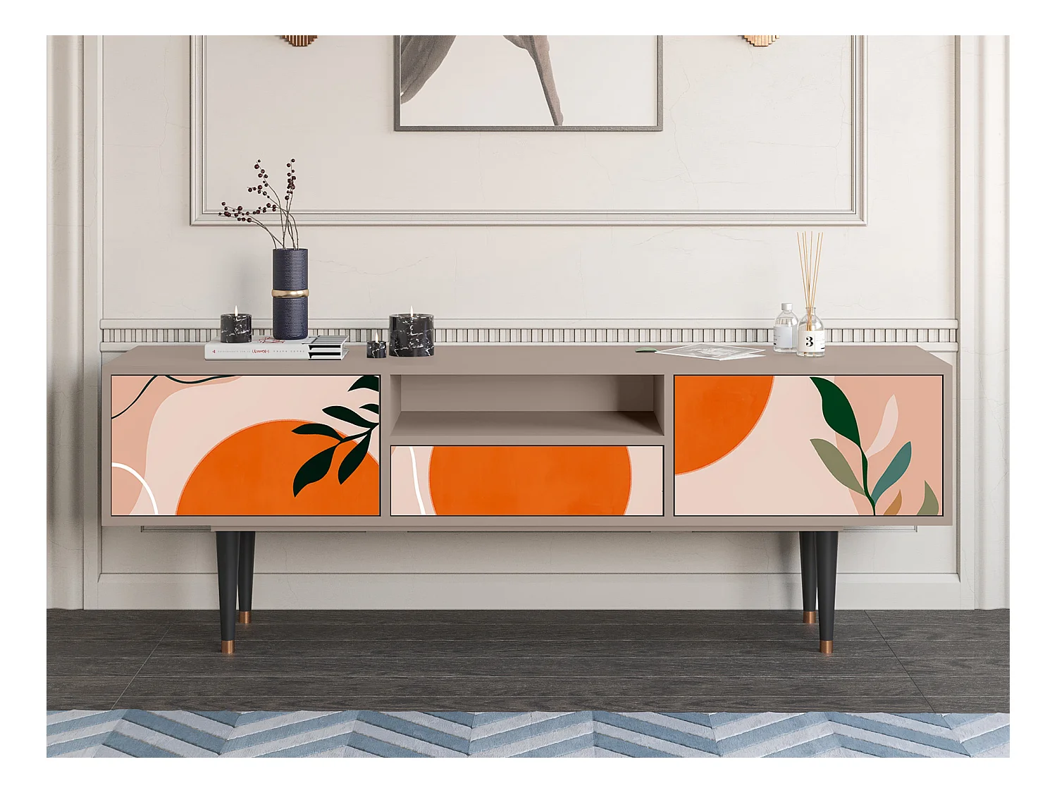 Meuble TV - 170х59х41 cm - T6 - Artwork, Latte