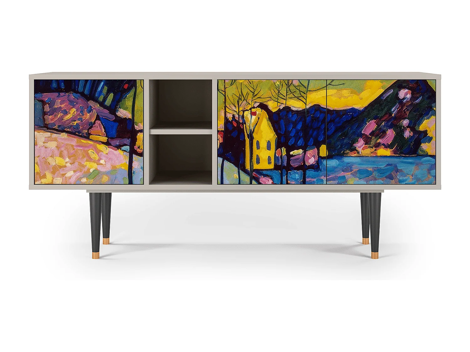 Szafka RTV - 150х69х41 cm - T5 - Winter Landscape, Piaskowy