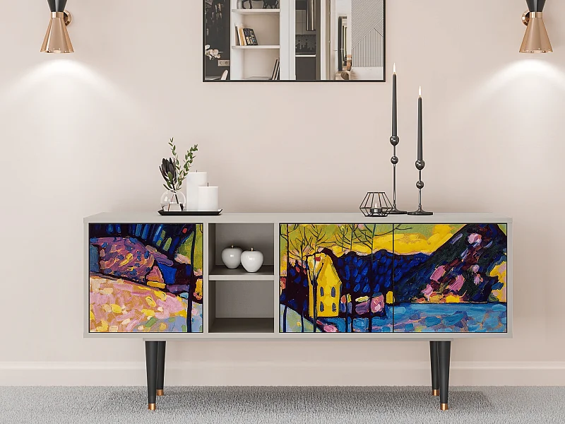 Szafka RTV - 150х69х41 cm - T5 - Winter Landscape, Piaskowy