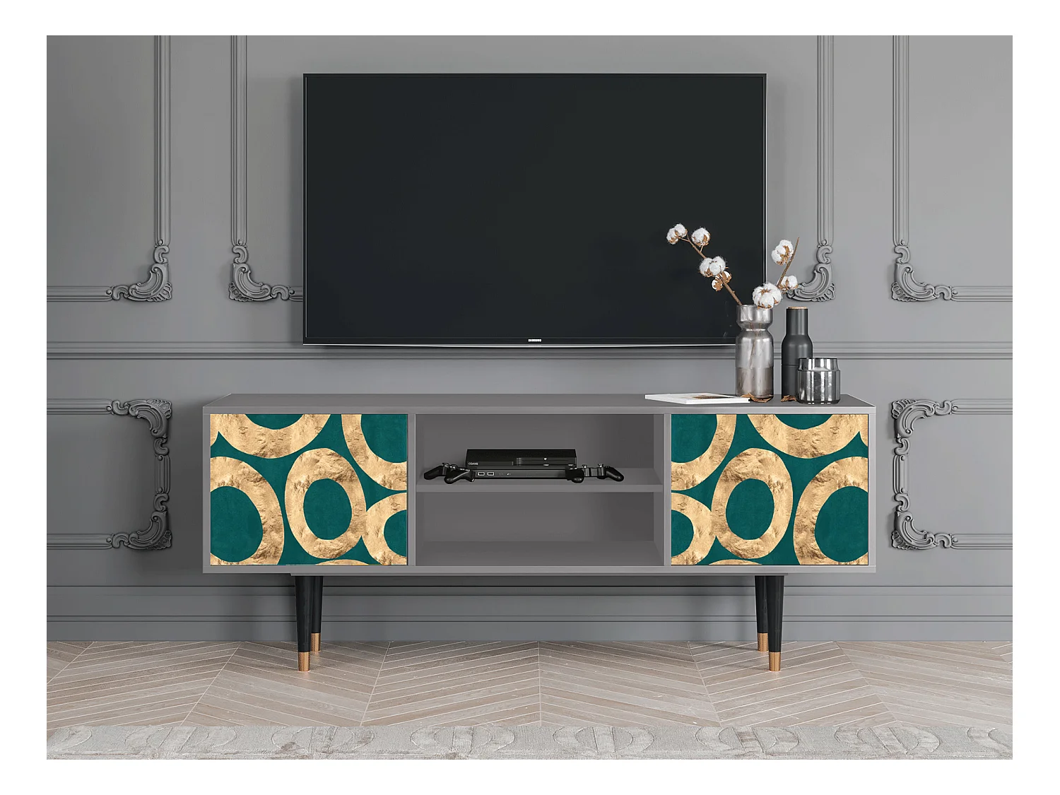 Meuble TV - 170х69х48 cm - T2 - Zircon Sphere, Gris